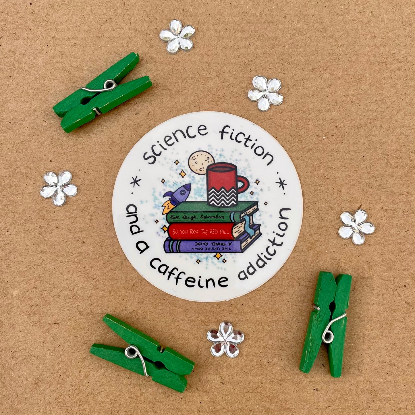 Science Fiction and Caffeine Addiction Sticker