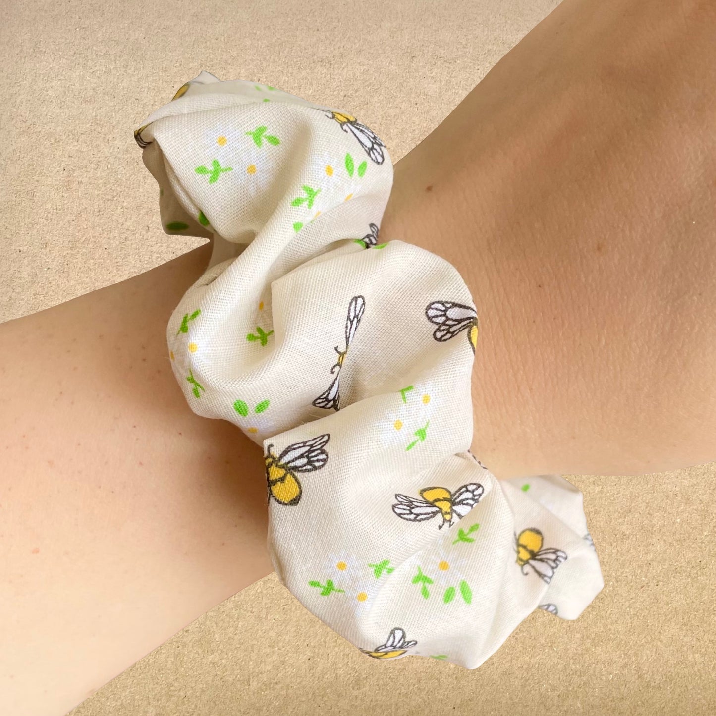 Bees and Blossoms - Recycled Scrunchie