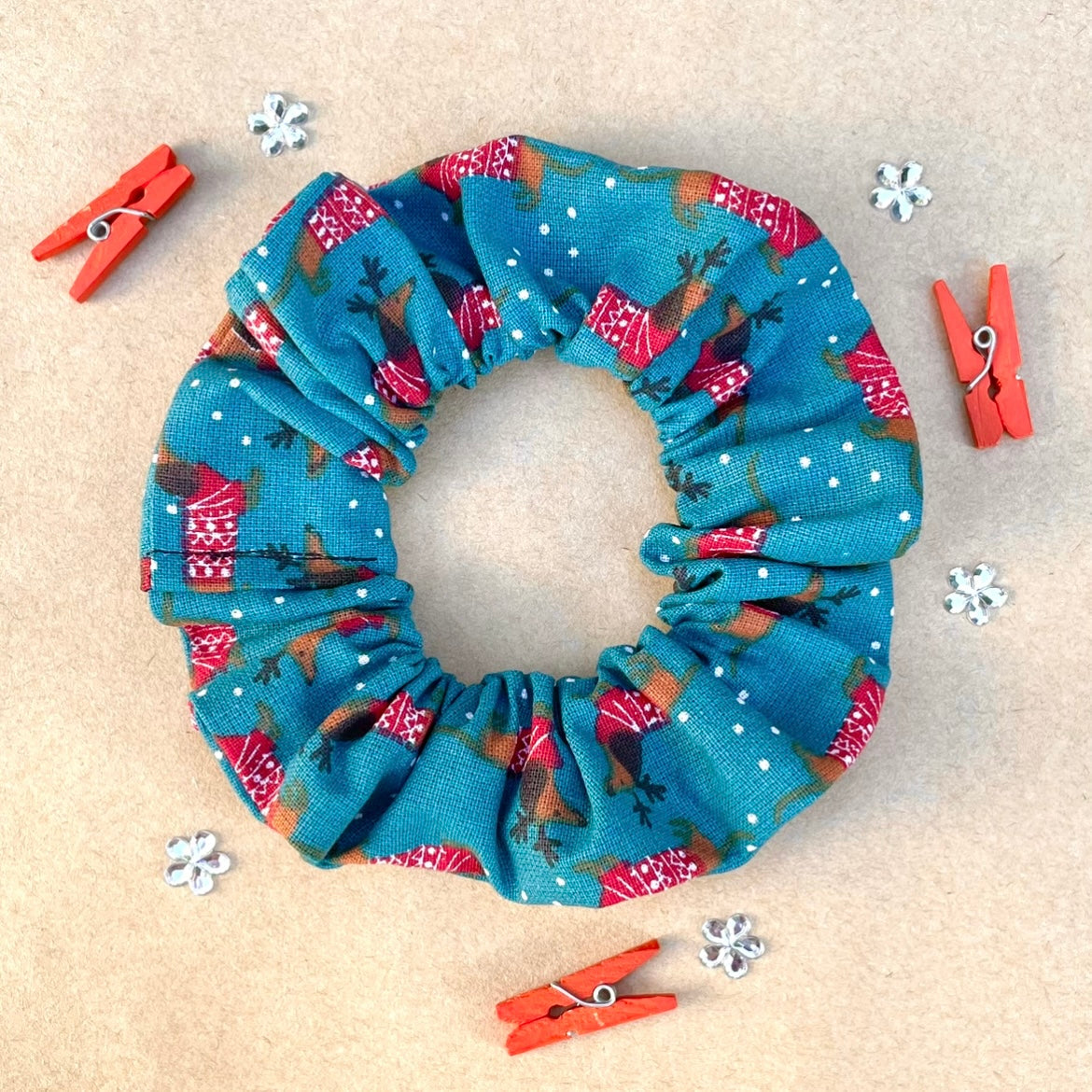 Rudolf the Reindog - Recycled Scrunchie