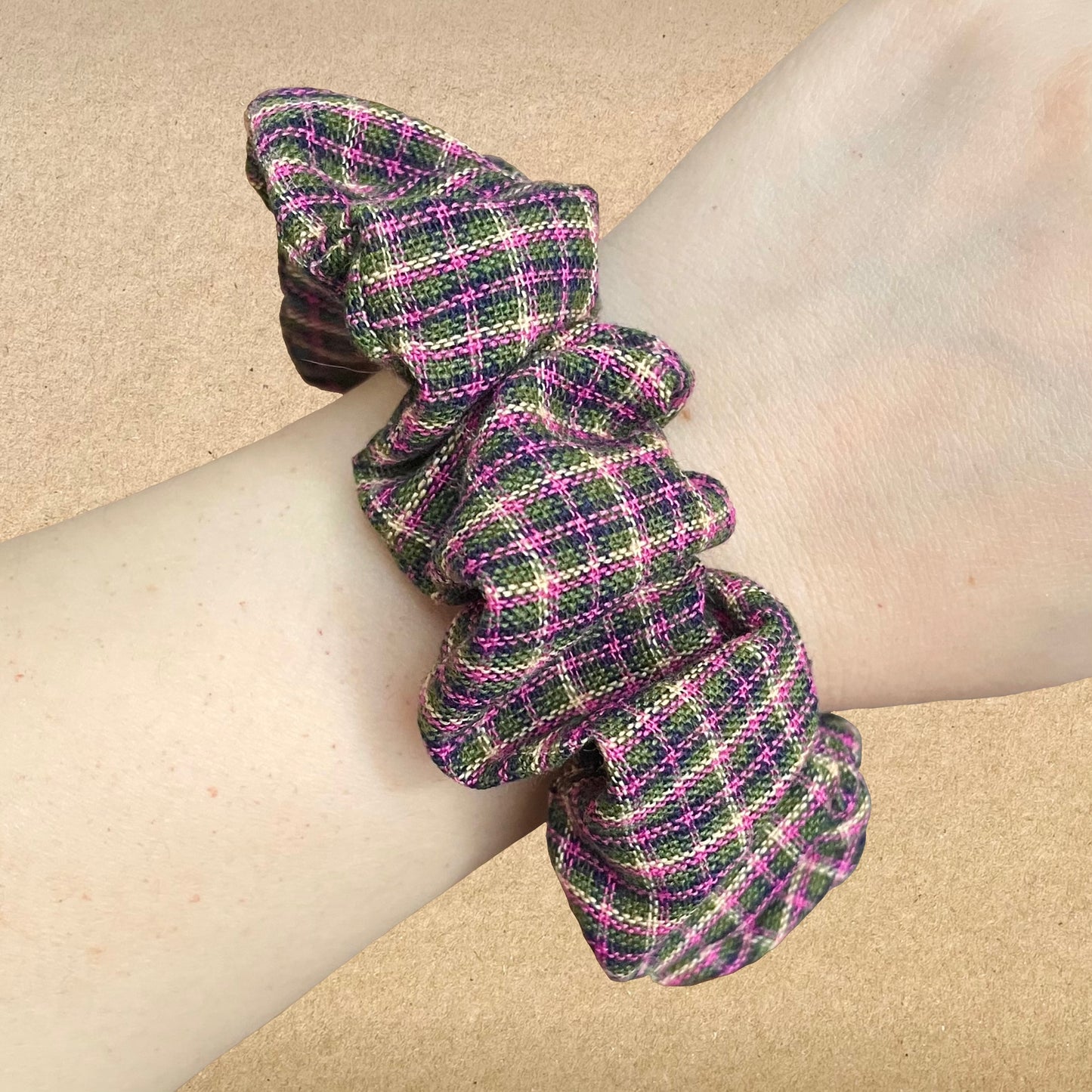 Warm Tartan - Recycled Scrunchie