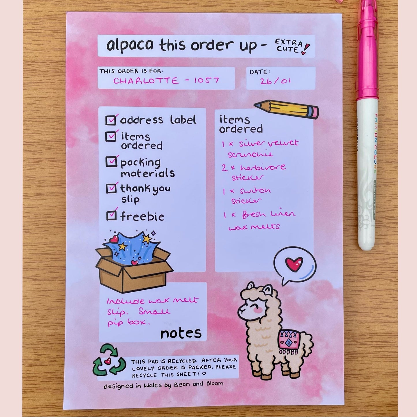 Alpaca This Order Up - Recycled Pad