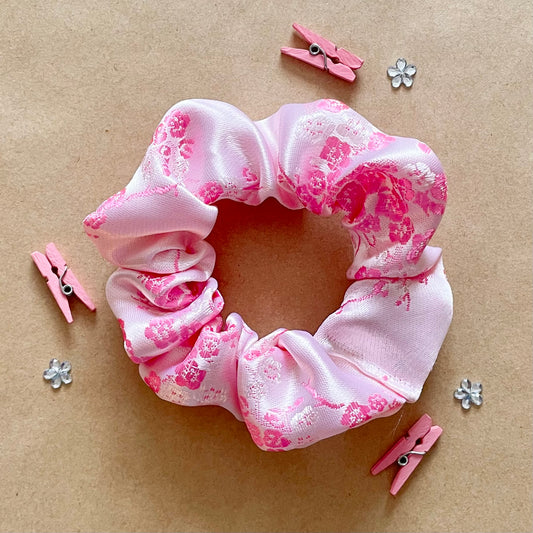 Cherry Blossom Satin - Recycled Scrunchie