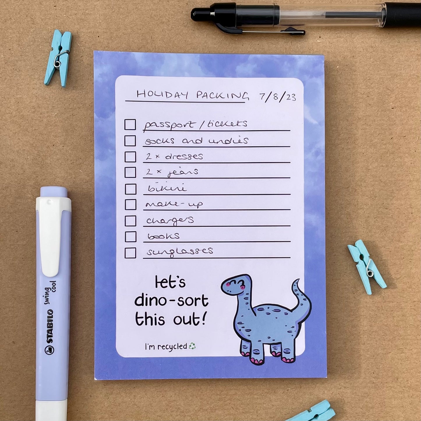 Dinosaur Multi-Purpose List Pad - A6 Recycled Notepad