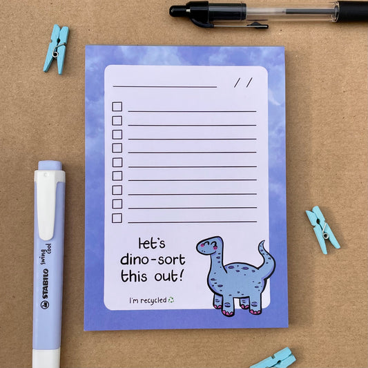 Dinosaur Multi-Purpose List Pad - A6 Recycled Notepad