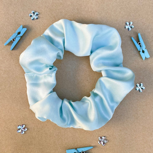 Baby Blue Satin - Recycled Scrunchie