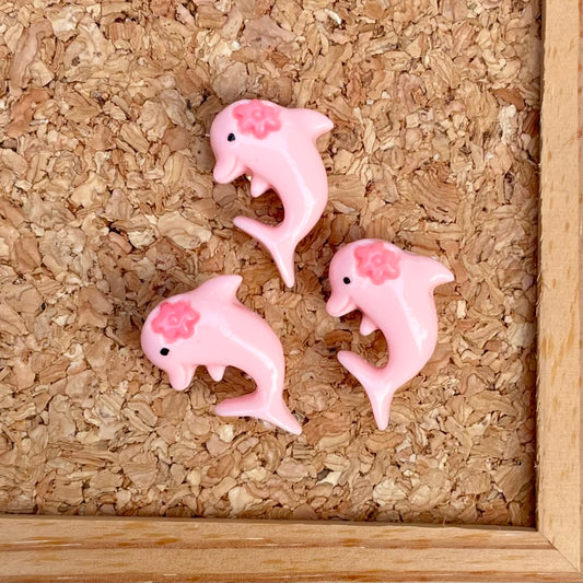 Pink Dolphins - 3x Upcycled Push-pins