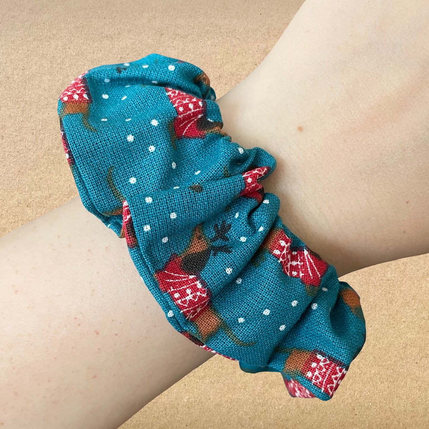 Rudolf the Reindog - Recycled Scrunchie