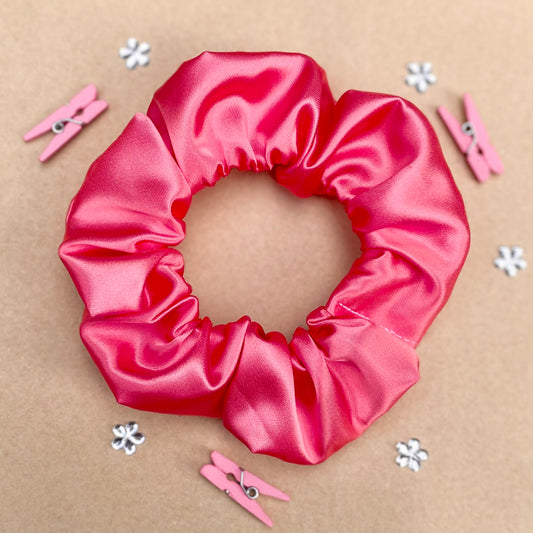 Coral Pink Satin - Recycled Scrunchie