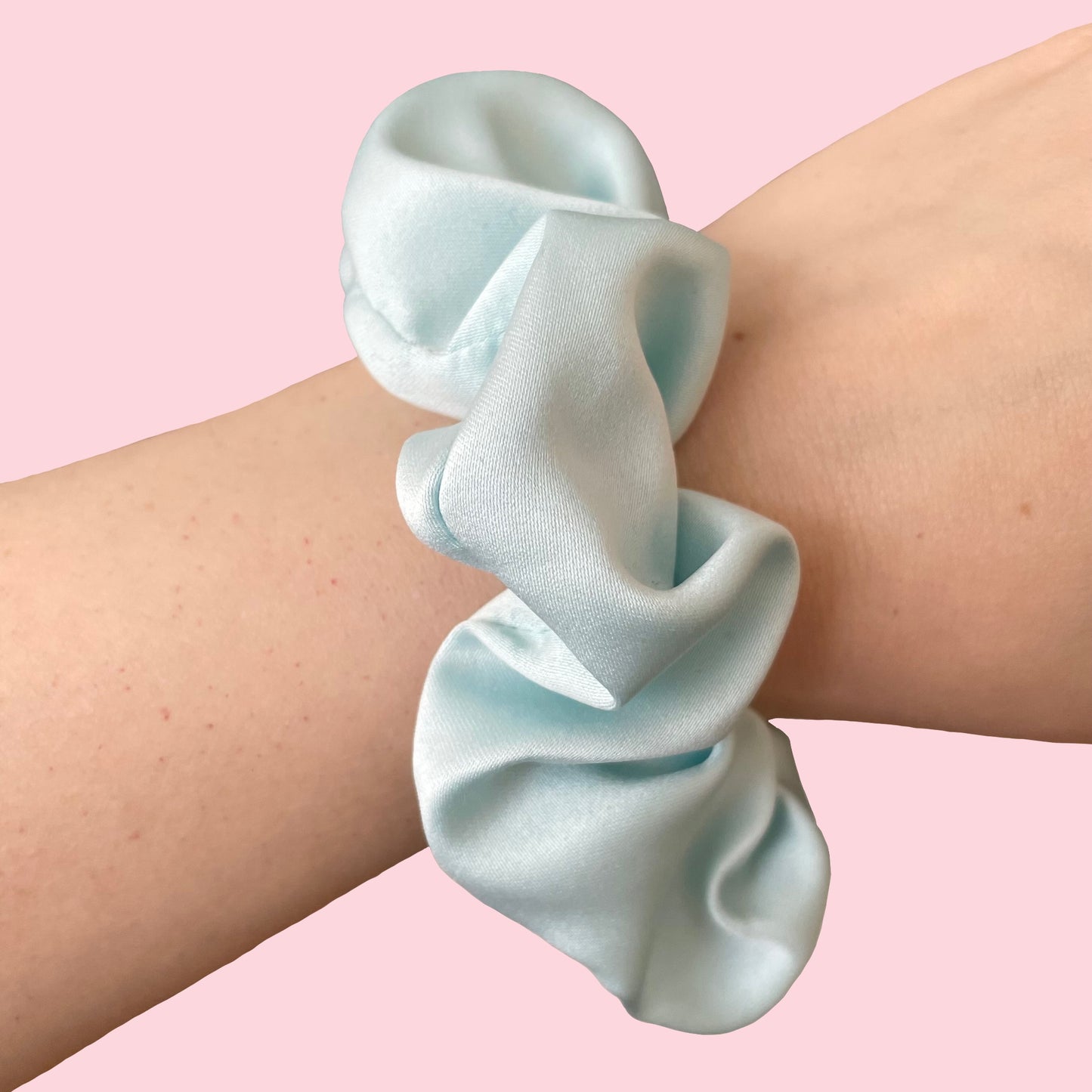 Baby Blue Satin - Recycled Scrunchie