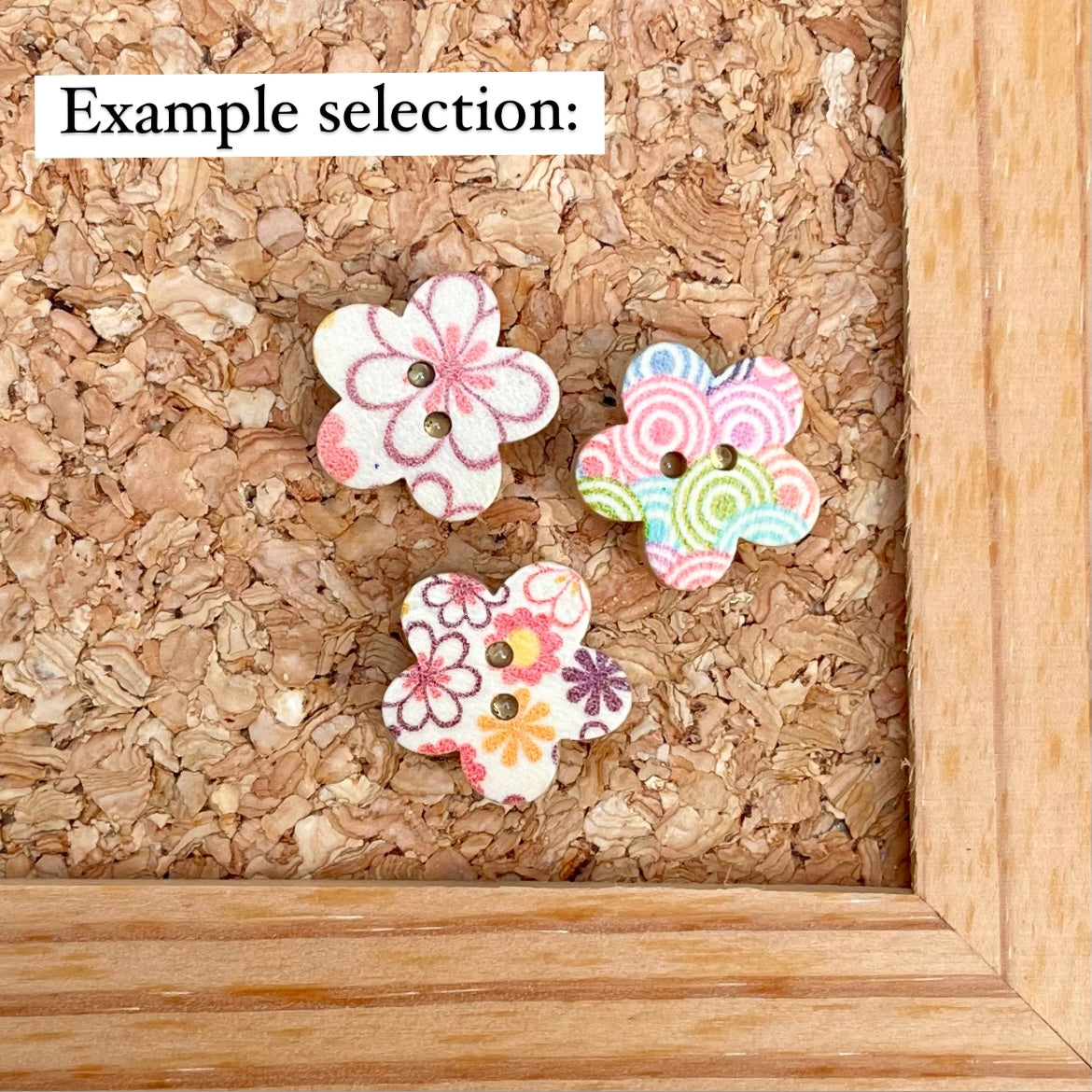 Wooden Button - 3x Upcycled Push-pins