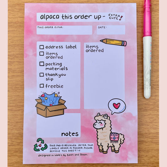 Alpaca This Order Up - Recycled Pad